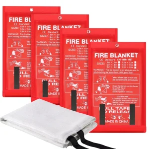 4pcs Fire Blanket Emergency for Home and Kitchen, Fireproof Blanket for Camping, Grill, Car, Office, Warehouse, School, Picnic, Fireplace
