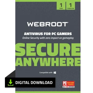 Webroot Antivirus for PC Gamers, 1 Devices, 1 Year Subscription
